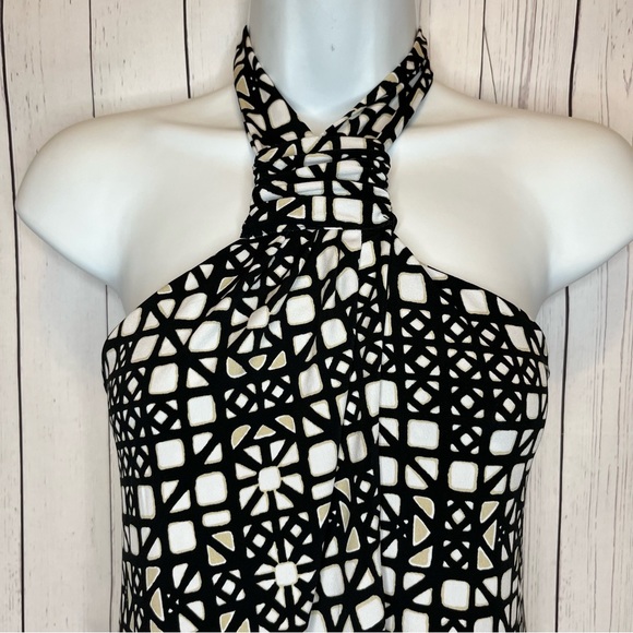 White House Black Market Size Large Black & White  Halter Tunic Top - Picture 2 of 5